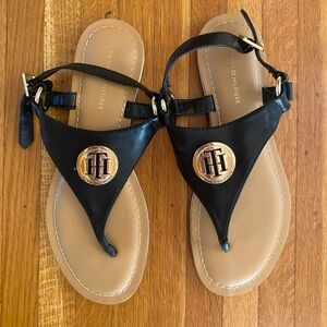 Black Tommy Hilfiger Flat Sandals Size 8.5